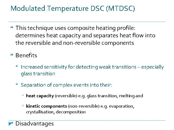 Thermal Analysis Different Techniques Thermometric Titration TT Heat