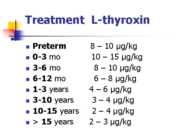 Treatment L-thyroxin n n n n Preterm 0 -3 mo 3 -6 mo 6 Treatment L-thyroxin n n n n Preterm 0 -3 mo 3 -6 mo 6
