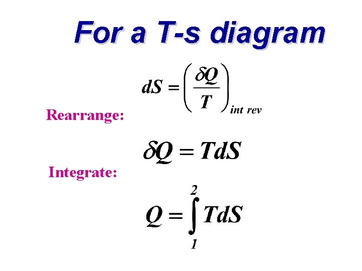 For a T-s diagram Rearrange: Integrate: 