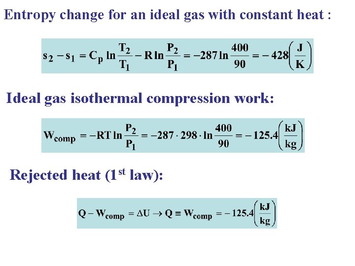 Entropy change for an ideal gas with constant heat : Ideal gas isothermal compression