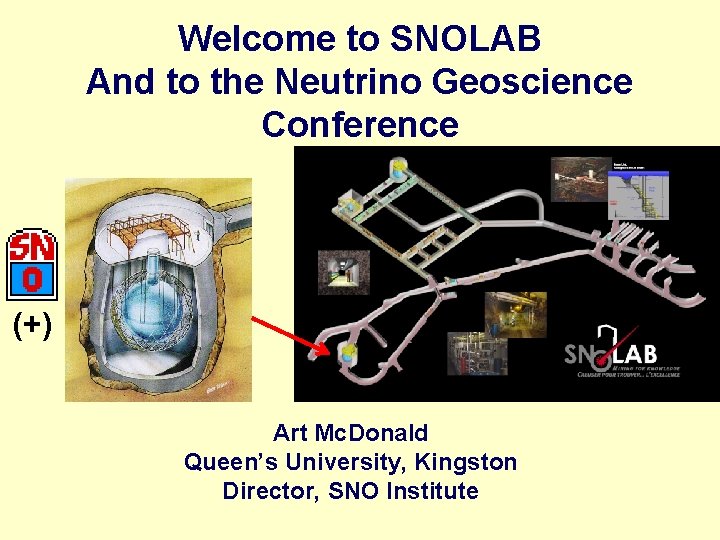 Welcome to SNOLAB And to the Neutrino Geoscience Conference (+) Art Mc. Donald Queen’s