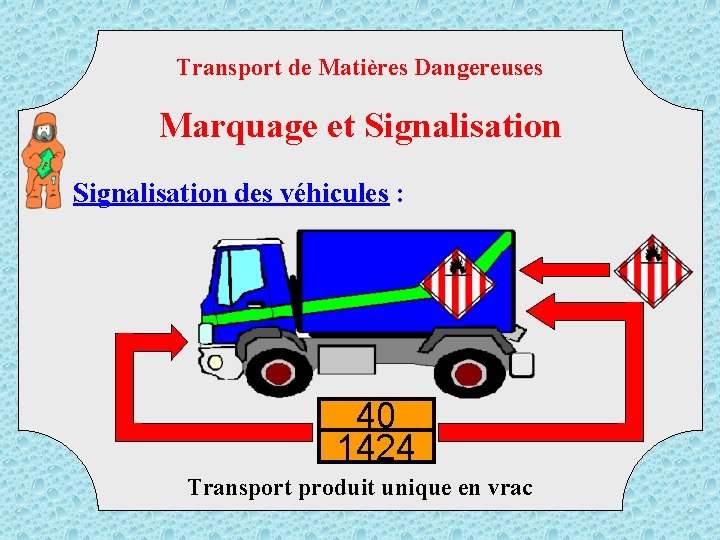 Transport de Matières Dangereuses TM D Marquage et Signalisation des véhicules : 40 1424