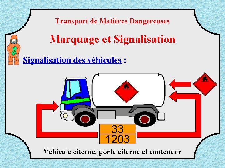 Transport de Matières Dangereuses TM D Marquage et Signalisation des véhicules : 33 1203