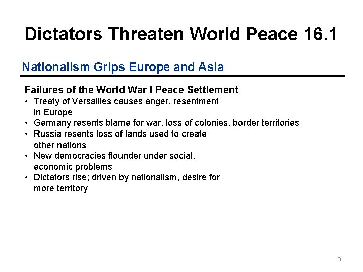Dictators Threaten World Peace 16. 1 Nationalism Grips Europe and Asia Failures of the Dictators Threaten World Peace 16. 1 Nationalism Grips Europe and Asia Failures of the