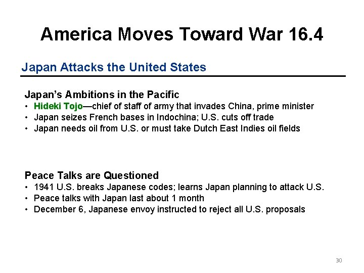 America Moves Toward War 16. 4 Japan Attacks the United States Japan’s Ambitions in America Moves Toward War 16. 4 Japan Attacks the United States Japan’s Ambitions in