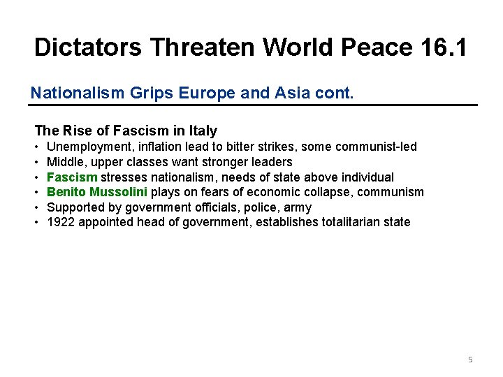 Dictators Threaten World Peace 16. 1 Nationalism Grips Europe and Asia cont. The Rise Dictators Threaten World Peace 16. 1 Nationalism Grips Europe and Asia cont. The Rise