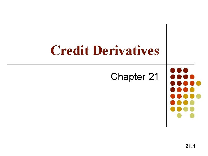 Credit Derivatives Chapter 21 21. 1 