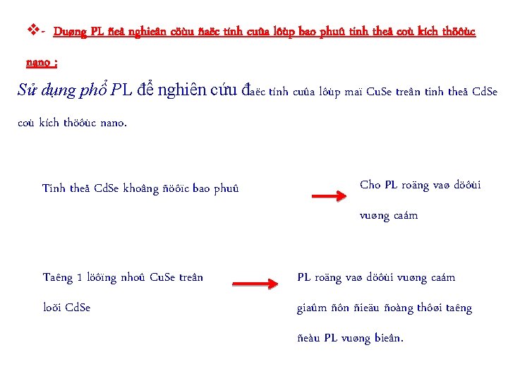 v- Duøng PL ñeå nghieân cöùu ñaëc tính cuûa lôùp bao phuû tinh theå