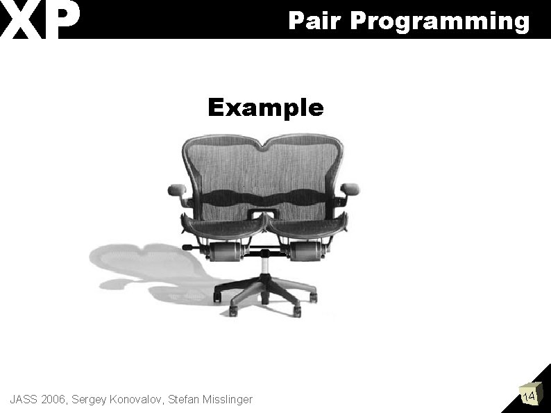 XP Pair Programming Example JASS 2006, Sergey Konovalov, Stefan Misslinger 14 