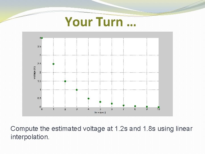 Your Turn … Compute the estimated voltage at 1. 2 s and 1. 8