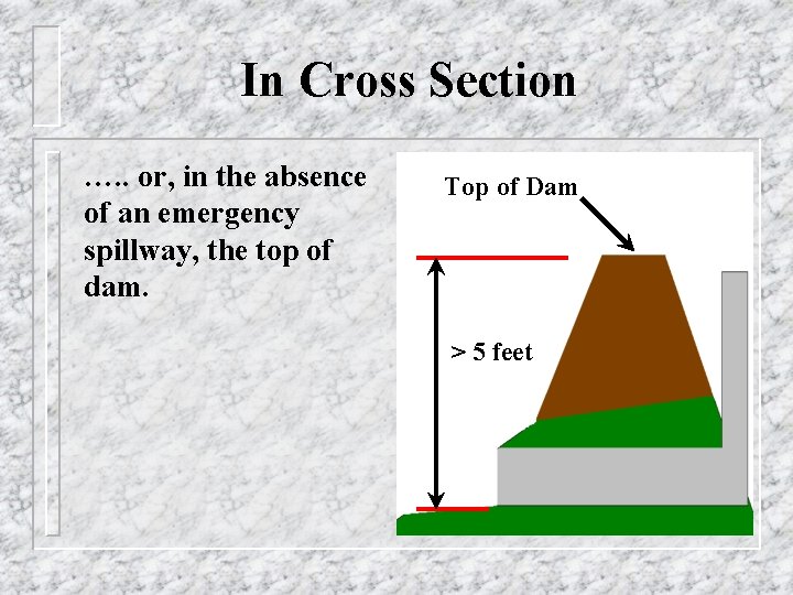 In Cross Section …. . or, in the absence of an emergency spillway, the