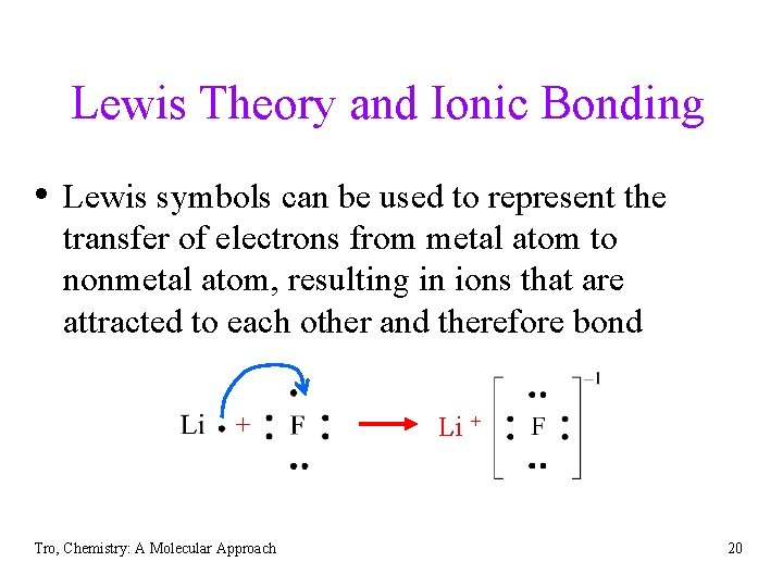 Lewis Theory and Ionic Bonding • Lewis symbols can be used to represent the