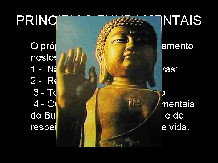 PRINCIPIOS FUNDAMENTAIS O próprio Buda definiu o ensinamento nestes termos: 1 - Não cometer