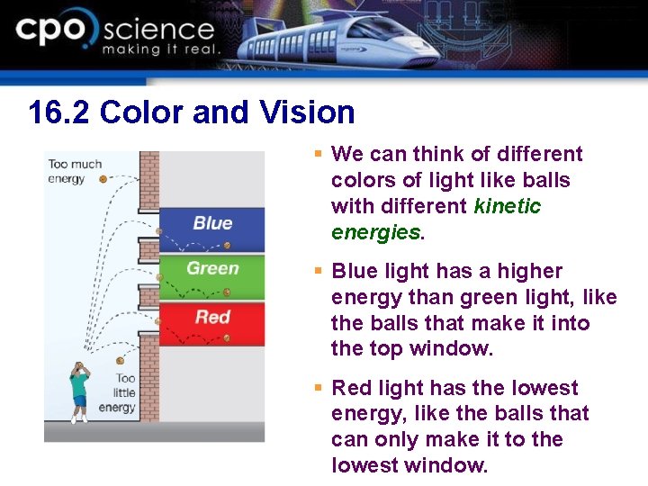 16. 2 Color and Vision § We can think of different colors of light 16. 2 Color and Vision § We can think of different colors of light