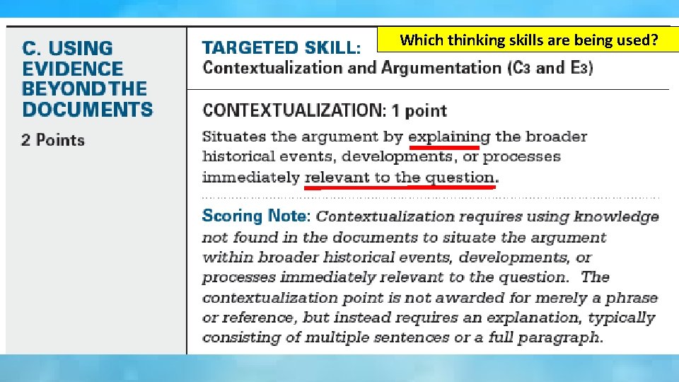 Which thinking skills are being used? 