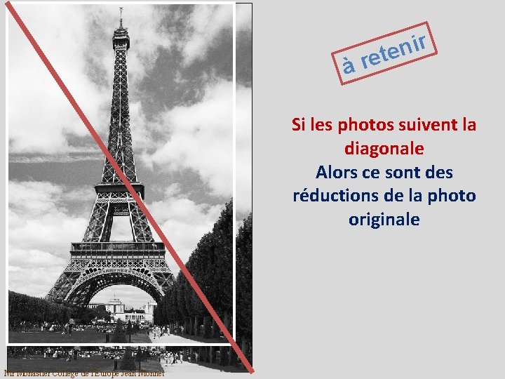 r i n ete àr Si les photos suivent la diagonale Alors ce sont