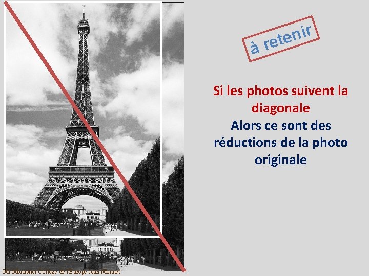 r i n ete àr Si les photos suivent la diagonale Alors ce sont