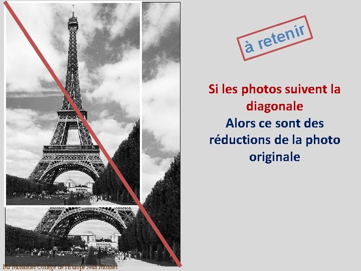 r i n ete àr Si les photos suivent la diagonale Alors ce sont