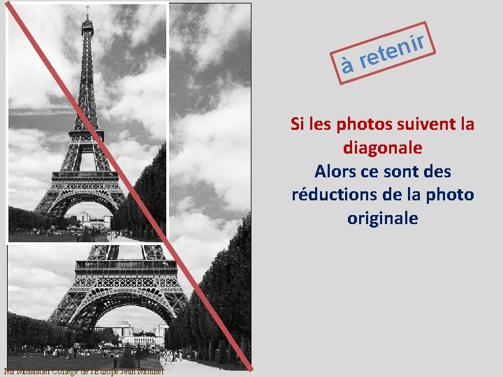 r i n ete àr Si les photos suivent la diagonale Alors ce sont