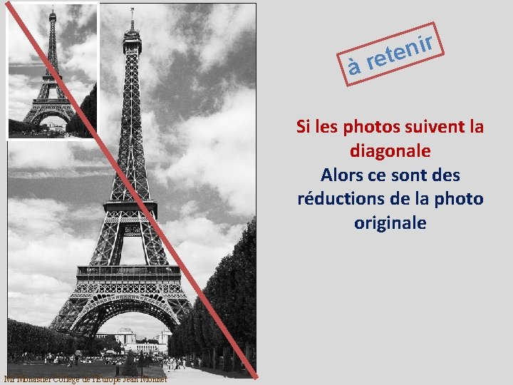 r i n ete àr Si les photos suivent la diagonale Alors ce sont