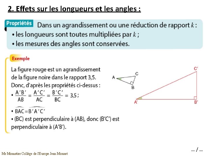 2. Effets sur les longueurs et les angles : Mr Monastier Collège de l'Europe