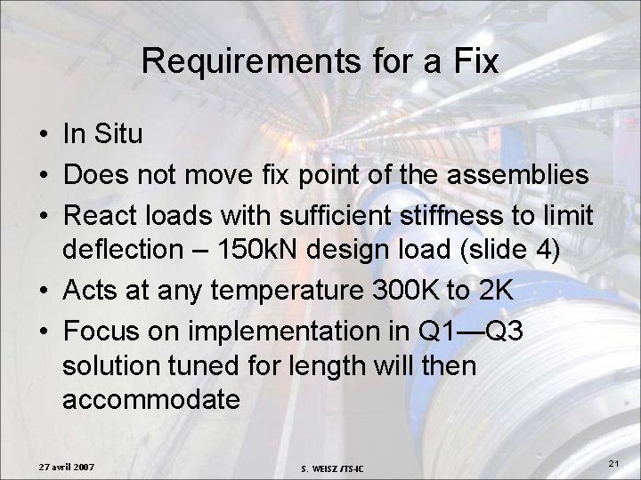 Requirements for a Fix • In Situ • Does not move fix point of