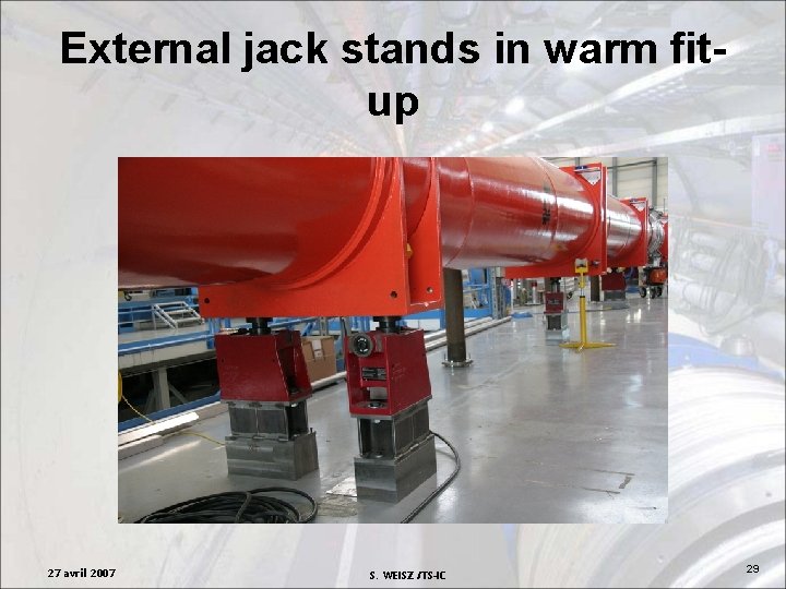 External jack stands in warm fitup 27 avril 2007 S. WEISZ /TS-IC 29 