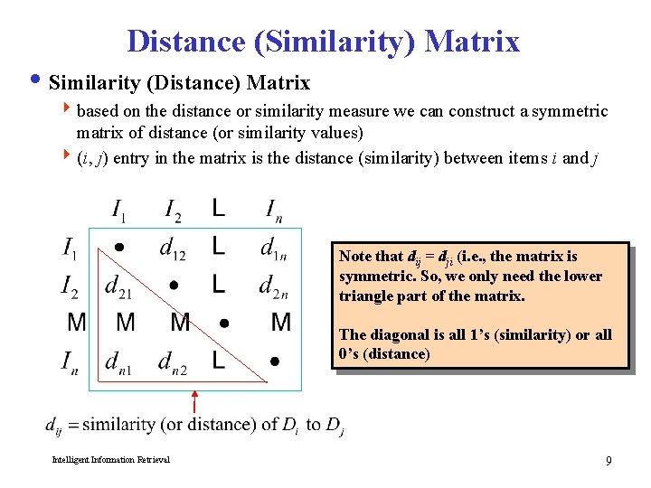 Distance (Similarity) Matrix i Similarity (Distance) Matrix 4 based on the distance or similarity