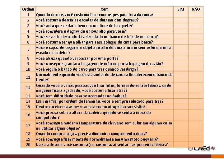 Ordem 1 2 3 4 5 6 7 8 9 10 11 12 13