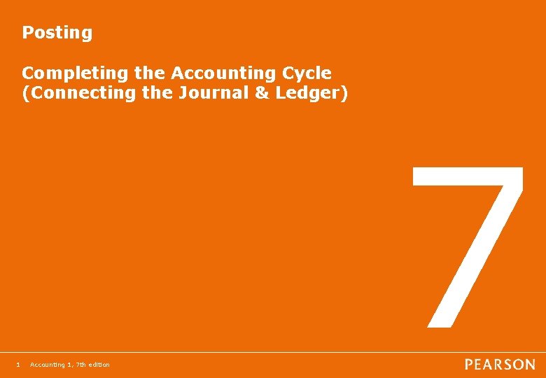 Posting Completing the Accounting Cycle (Connecting the Journal & Ledger) 1 Accounting 1, 7