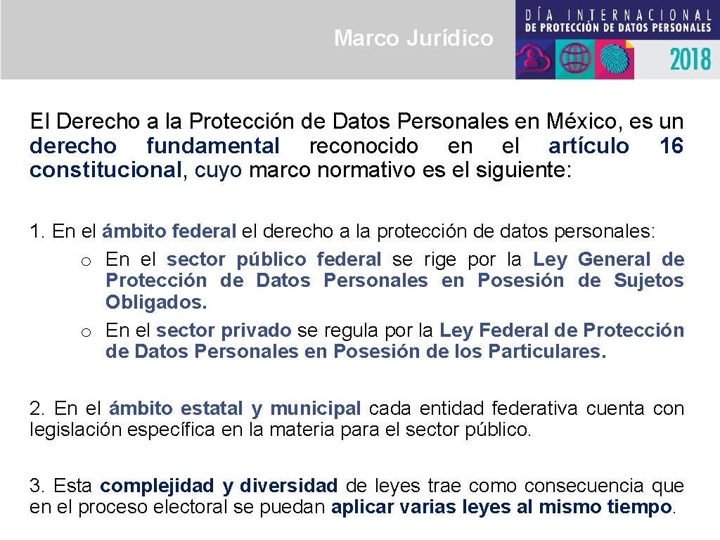 Marco Jurídico El Derecho a la Protección de Datos Personales en México, es un