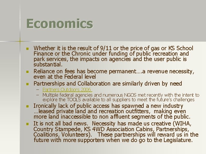 Economics n n n Whether it is the result of 9/11 or the price Economics n n n Whether it is the result of 9/11 or the price