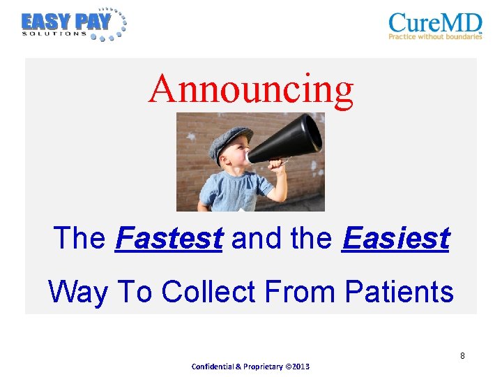 Announcing The Fastest and the Easiest Way To Collect From Patients 8 Confidential &