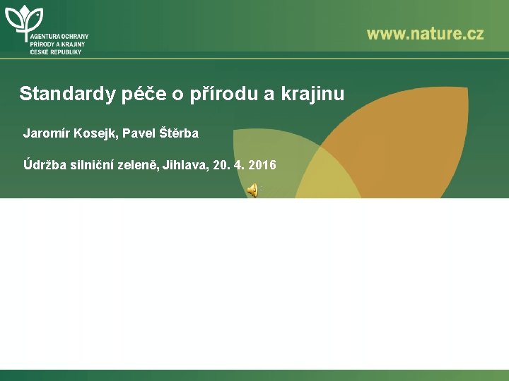Standardy péče o přírodu a krajinu Jaromír Kosejk, Pavel Štěrba Údržba silniční zeleně, Jihlava,