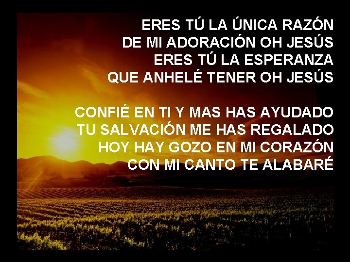 ERES TÚ LA ÚNICA RAZÓN DE MI ADORACIÓN OH JESÚS ERES TÚ LA ESPERANZA