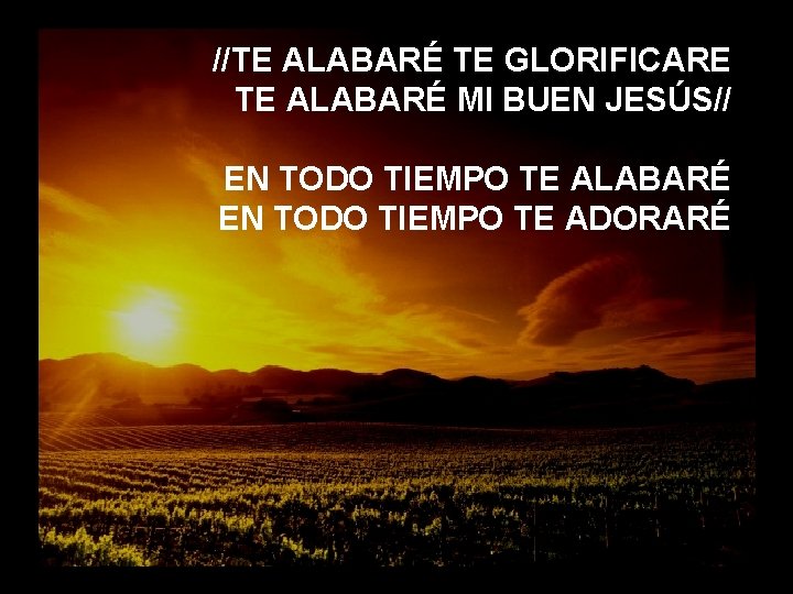 //TE ALABARÉ TE GLORIFICARE TE ALABARÉ MI BUEN JESÚS// EN TODO TIEMPO TE ALABARÉ