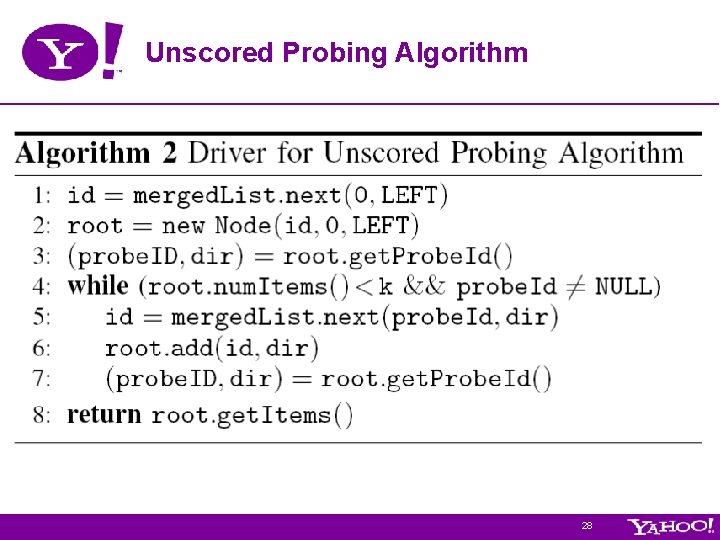 Unscored Probing Algorithm 28 Unscored Probing Algorithm 28