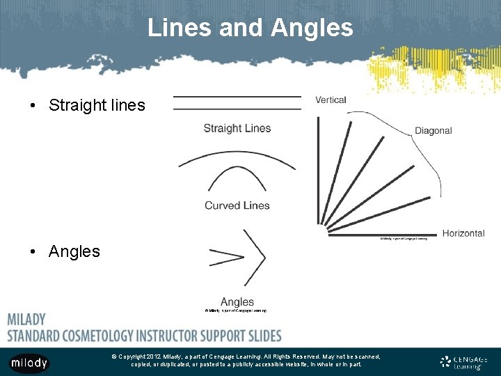 Lines and Angles • Straight lines • Angles © Copyright 2012 Milady, a part