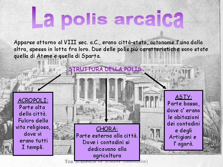 Apparse attorno al VIII sec. a. C. , erano città-stato, autonome l’ una dalla