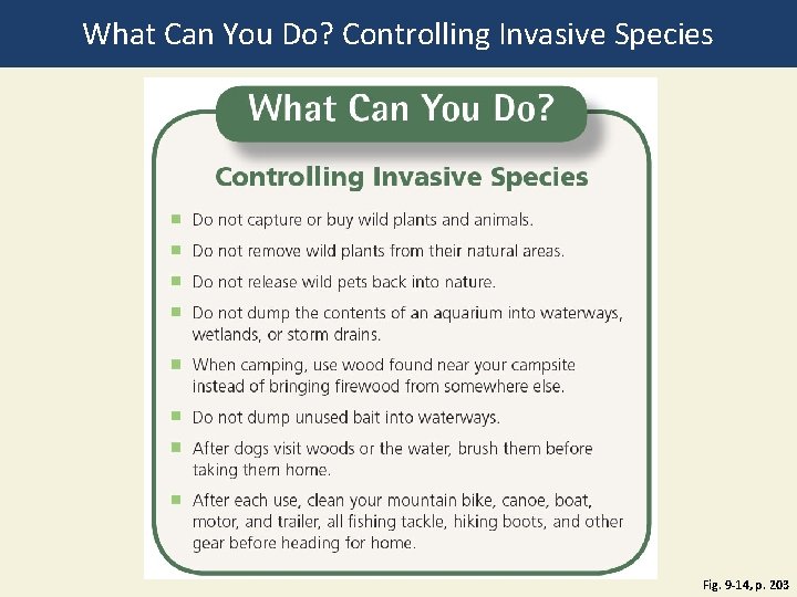 What Can You Do? Controlling Invasive Species Fig. 9 -14, p. 203 