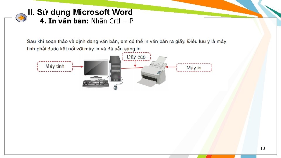 II. Sử dụng Microsoft Word 4. In văn bản: Nhấn Crtl + P 13