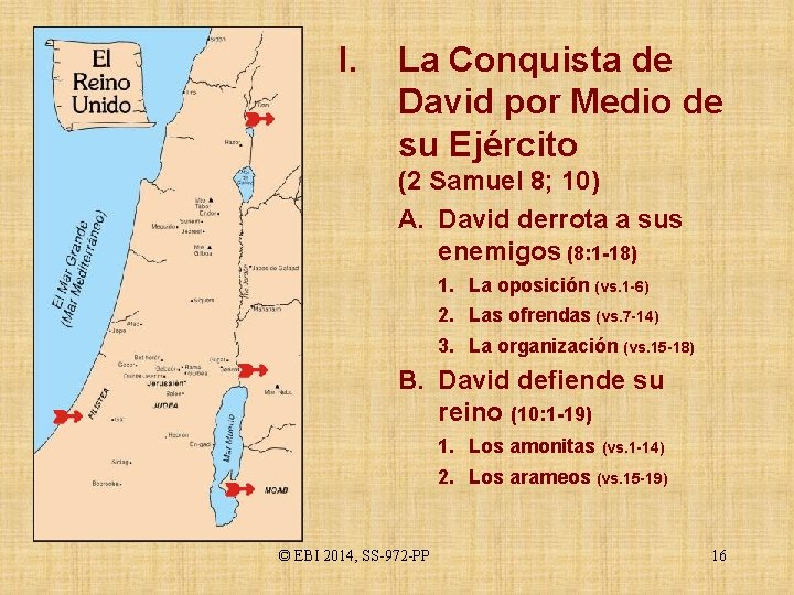I. La Conquista de David por Medio de su Ejército (2 Samuel 8; 10)