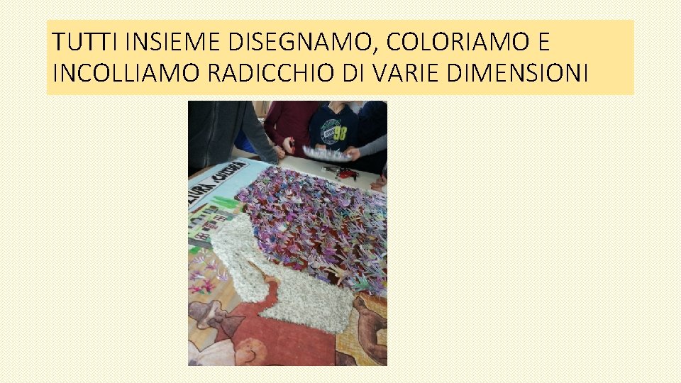 TUTTI INSIEME DISEGNAMO, COLORIAMO E INCOLLIAMO RADICCHIO DI VARIE DIMENSIONI 