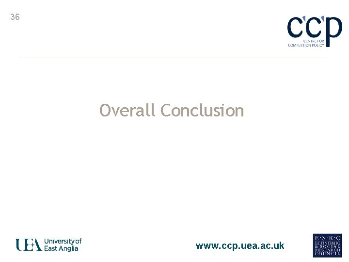36 Overall Conclusion www. ccp. uea. ac. uk 