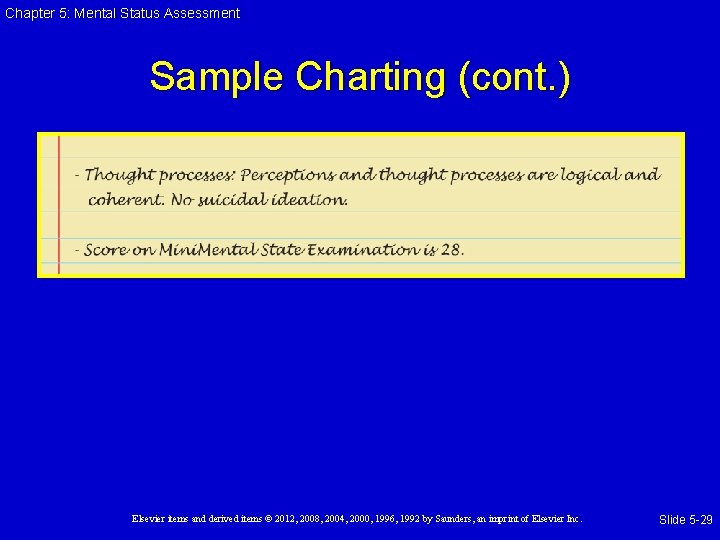 Mental Status Assessment Chapter 5 Elsevier items and