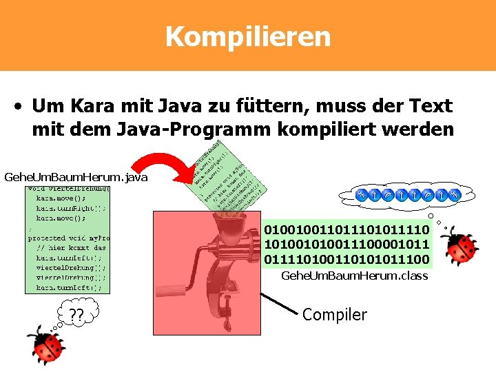 Kompilieren • Um Kara mit Java zu füttern, muss der Text mit dem Java-Programm