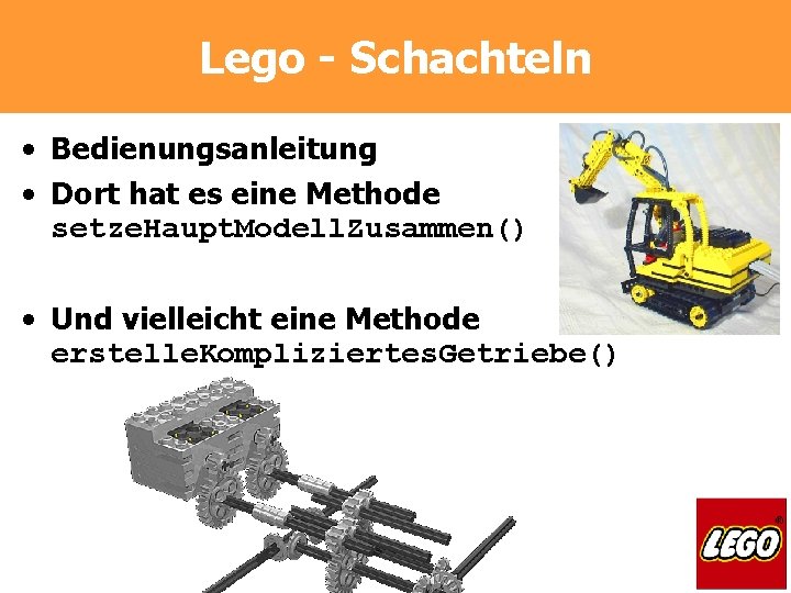 Lego - Schachteln • Bedienungsanleitung • Dort hat es eine Methode setze. Haupt. Modell.