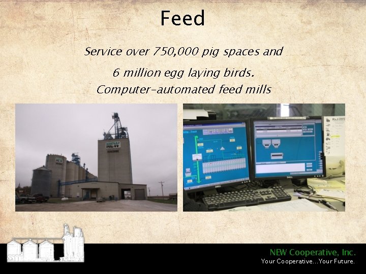 Feed Service over 750, 000 pig spaces and 6 million egg laying birds. Computer-automated