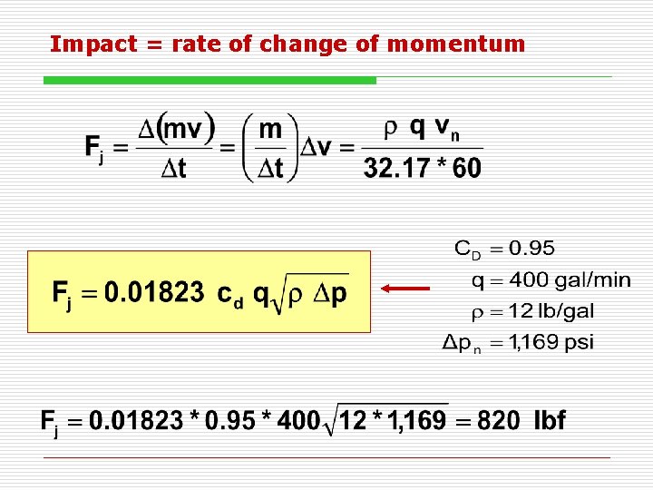 Impact = rate of change of momentum 