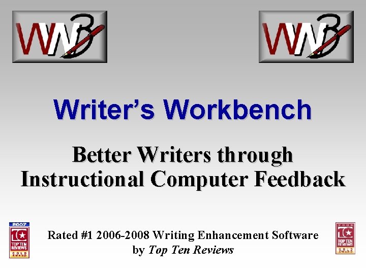 Writer’s Workbench Better Writers through Instructional Computer Feedback Rated #1 2006 -2008 Writing Enhancement